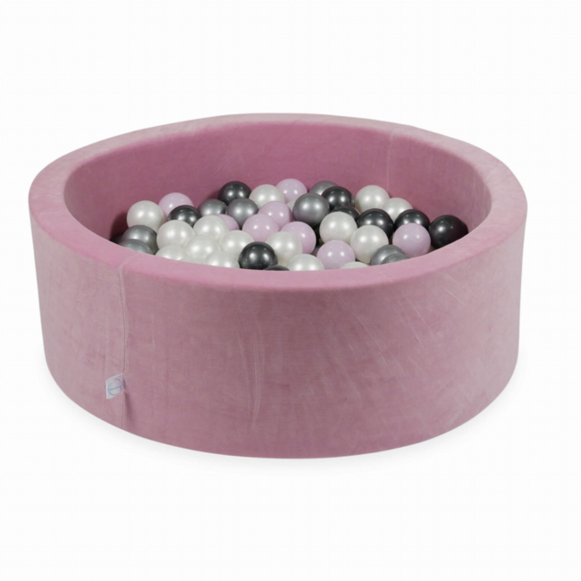 Ronde ballenbak soft velvet 90 cm met 200 ballen naar keuze | Donker roze