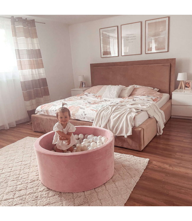 Donkerroze ballenbak 90 x 40 cm met anti-allergisch schuim en wasbare hoes