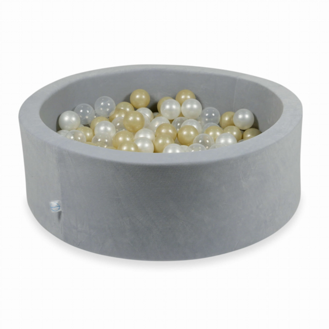 Grijze ballenbak voor kinderen Ø90 cm met ballen en afneembare hoes