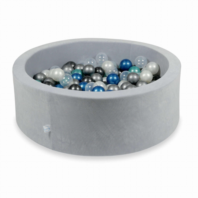 Piscine à balles ronde Soft Velvet 90 cm avec 200 balles au choix | Gris clair