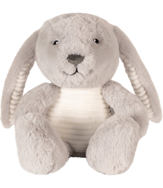 Grijs knuffelkonijn Milo met hartslagfunctie voor baby’s