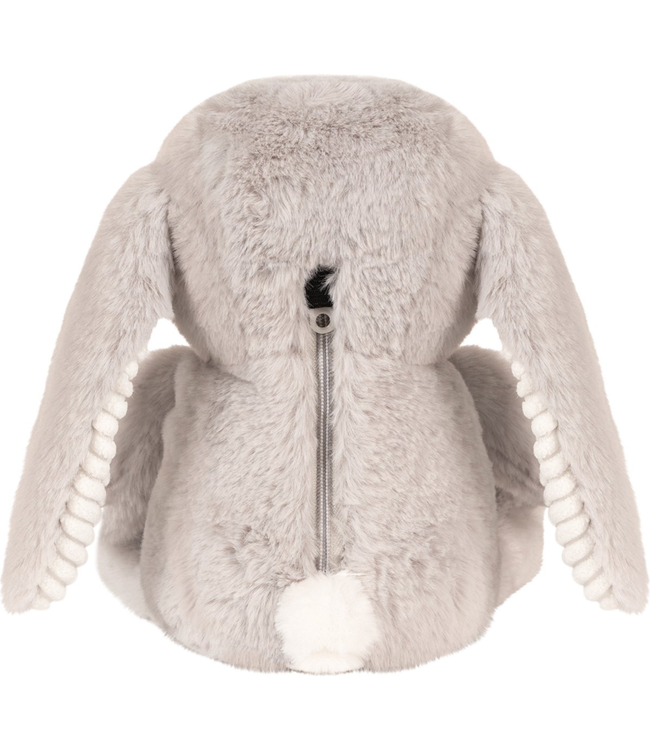 Grijs knuffelkonijn Milo met hartslagfunctie voor baby’s