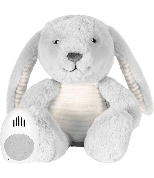 Grijs knuffelkonijn Milo met hartslagfunctie voor baby’s