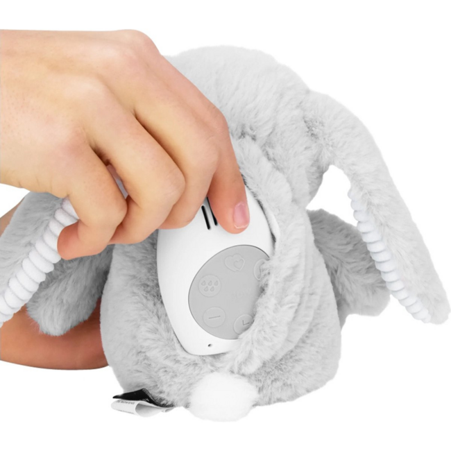 Lapin en peluche gris Milo avec fonction battement de cœur pour bébés