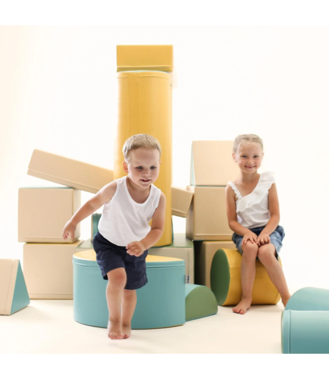 Foamblokken speelkasteel – pastel turquoise set voor school & opvang
