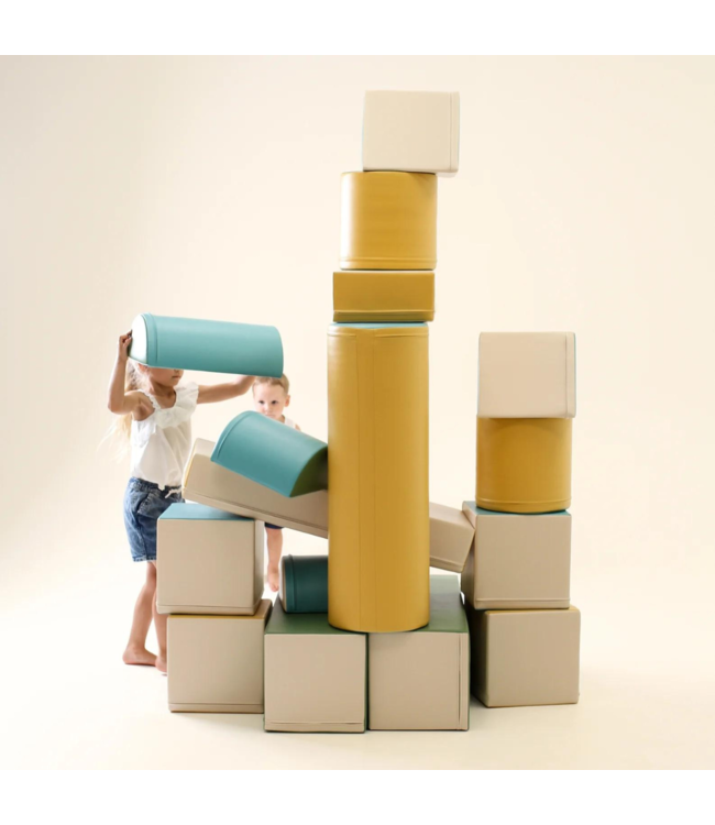 Foamblokken speelkasteel – pastel turquoise set voor school & opvang