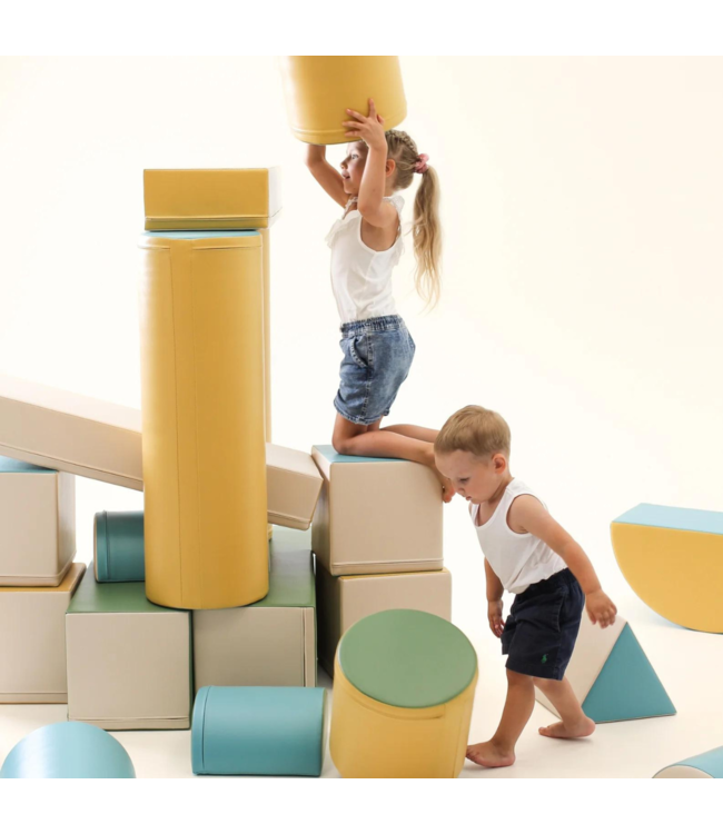 Foamblokken speelkasteel – pastel turquoise set voor school & opvang
