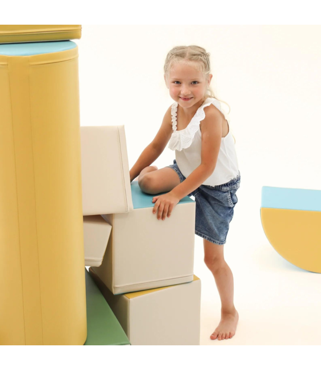 Foamblokken speelkasteel – pastel turquoise set voor school & opvang