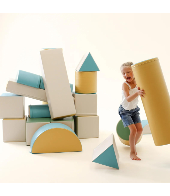 Foamblokken speelkasteel – pastel turquoise set voor school & opvang