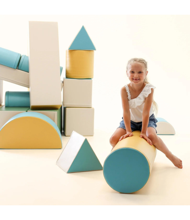 Foamblokken speelkasteel – pastel turquoise set voor school & opvang