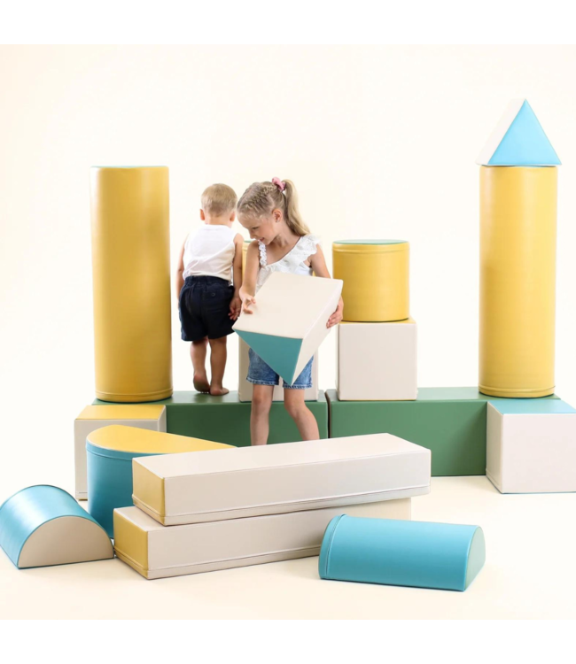 Foamblokken speelkasteel – pastel turquoise set voor school & opvang