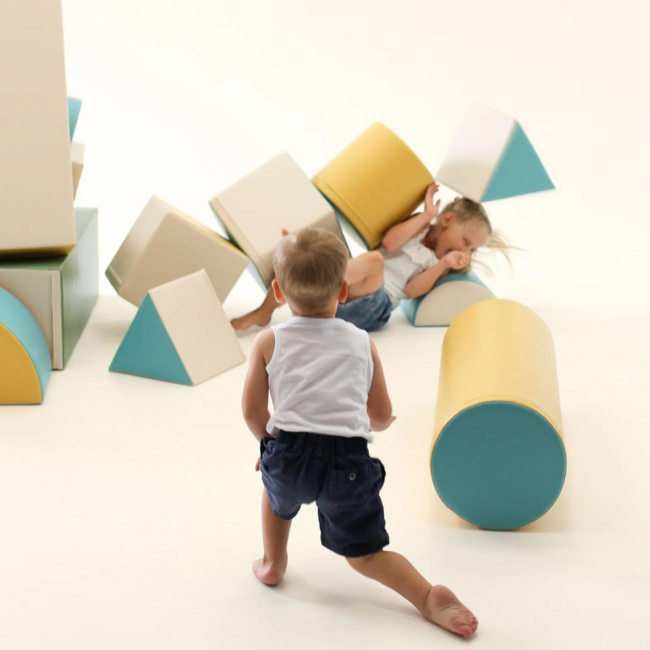 Foamblokken speelkasteel – pastel turquoise set voor school & opvang