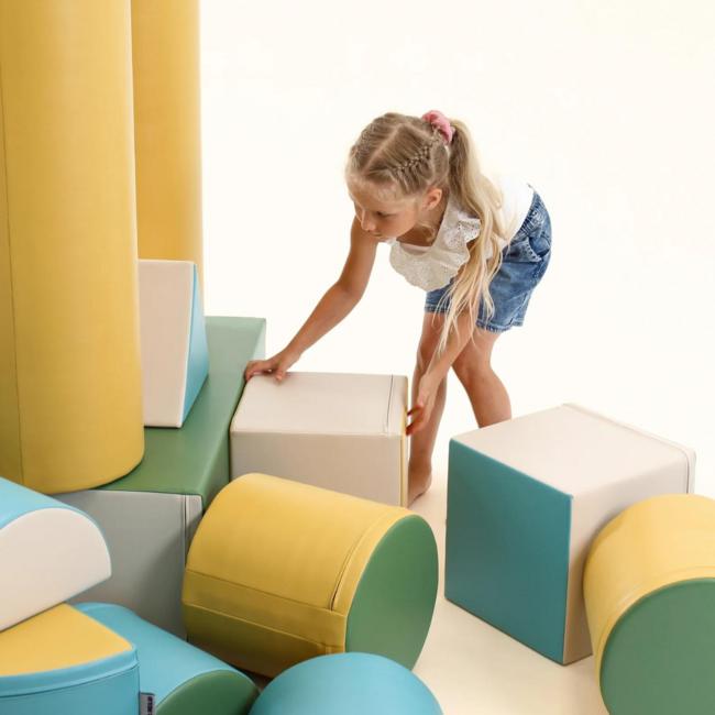 Foamblokken speelkasteel – pastel turquoise set voor school & opvang