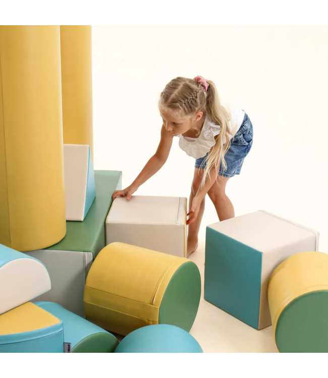 Foamblokken speelkasteel – pastel turquoise set voor school & opvang