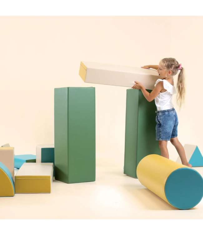 Foamblokken speelkasteel – pastel turquoise set voor school & opvang