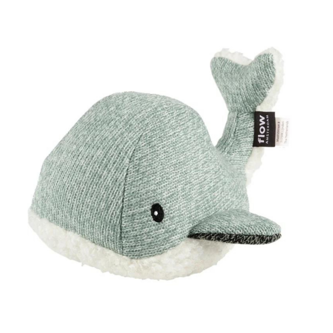 Green cuddle whale Moby with heartbeat function for babies