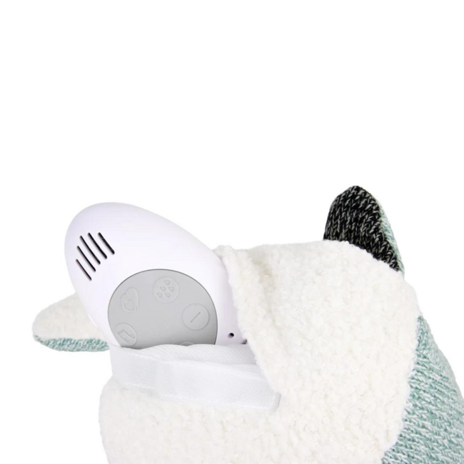 Green cuddle whale Moby with heartbeat function for babies