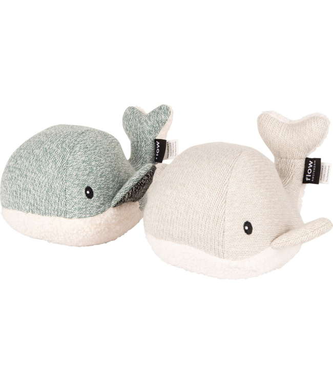 Grijze knuffel met hartslag walvis Moby voor baby’s