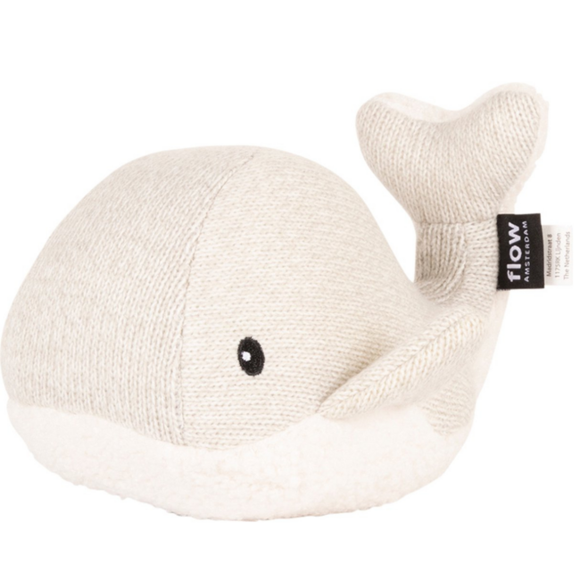 Grijze knuffel met hartslag walvis Moby voor baby’s