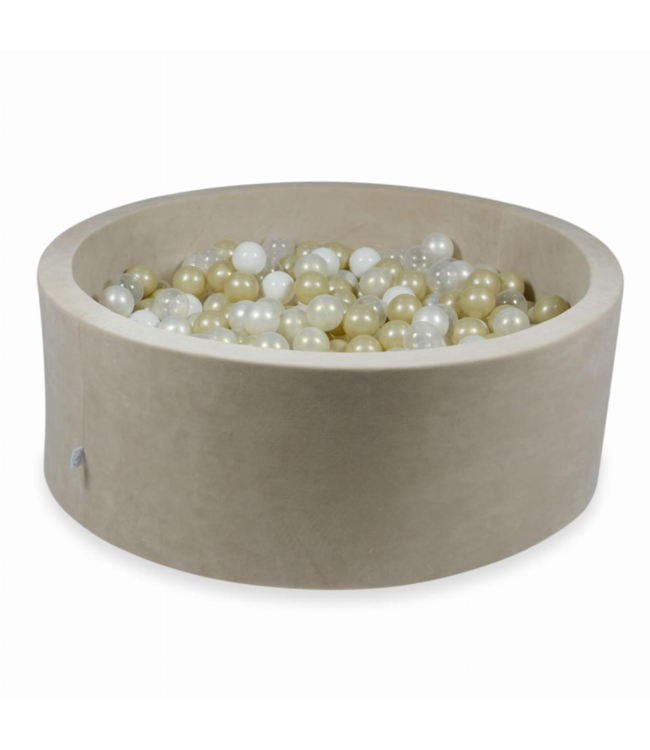 Foam speelset beige– 6-delig softplay klimtoestel met ballenbak – zachte 100% polyester bekleding