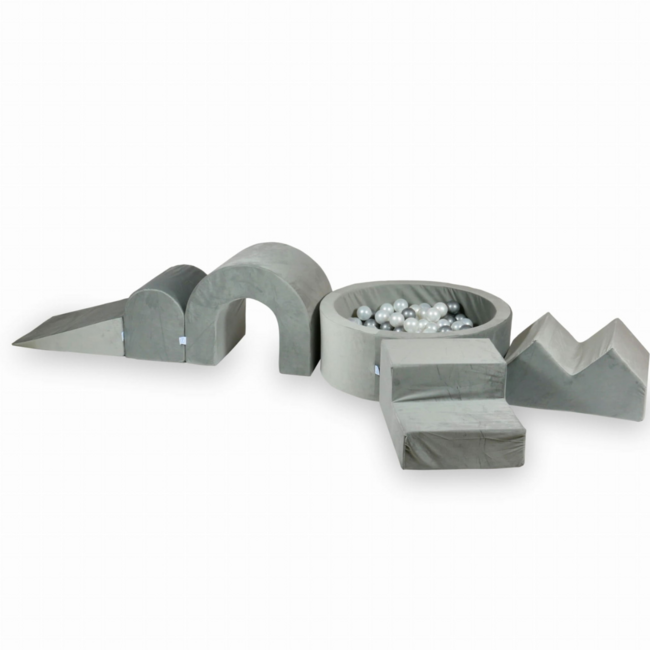 XXL foam speelset met ballenbak in grijze velvet