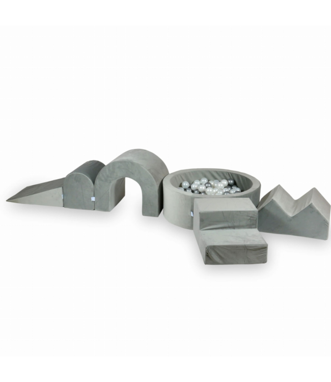 XXL foam speelset met ballenbak in grijze velvet