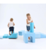 Blauw foam blokken mini kasteel – speelset voor creatief klimmen en bouwen