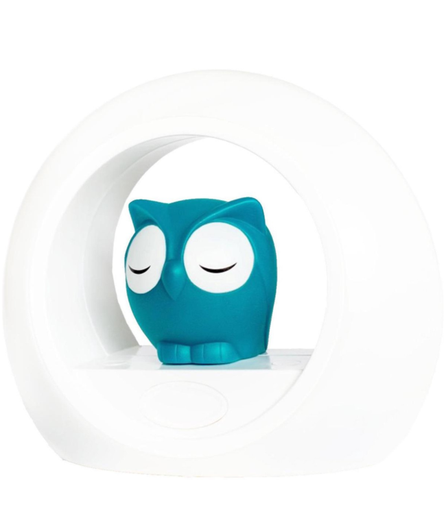 Nachtlampje uil Lou blauw met dimbare lampjes en automatische geluidssensor