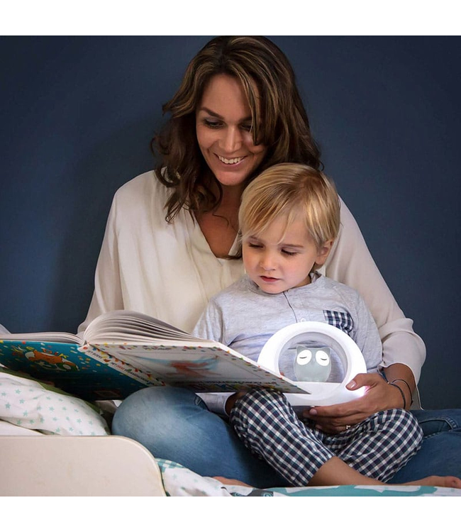 Nachtlamp uil Lou grijs met dimbare lampjes en automatische geluidssensor