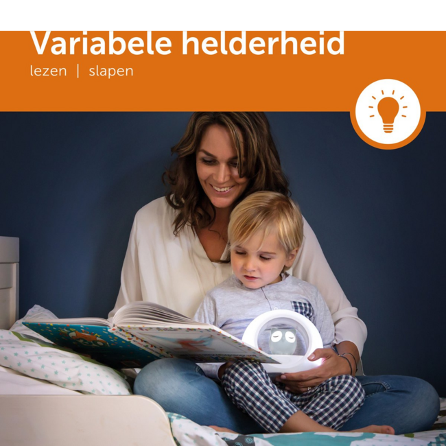Nachtlamp uil Lou grijs met dimbare lampjes en automatische geluidssensor