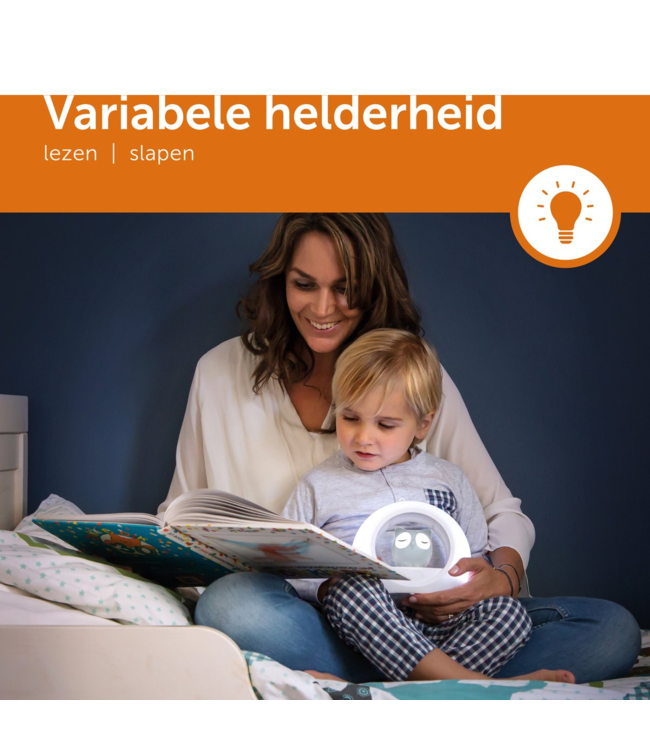 Nachtlamp uil Lou grijs met dimbare lampjes en automatische geluidssensor
