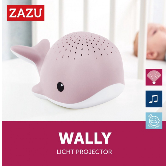 Wally walvis projector roze met rustgevende projectie en geluiden