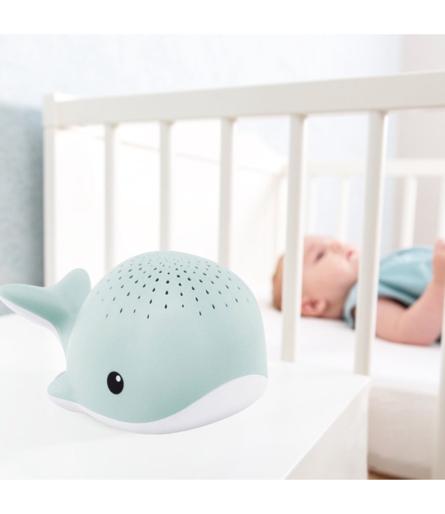 Wally walvis muzikale projector in lichtblauw met rustgevende geluiden