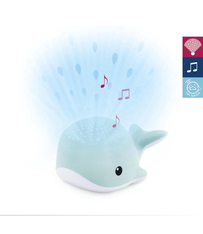 Wally walvis muzikale projector in lichtblauw met rustgevende geluiden