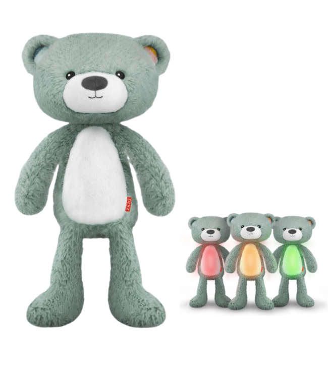 Slaaptrainer Brody beer in blauw helpt kinderen rustig te slapen en een gezond slaapritme te ontwikkelen