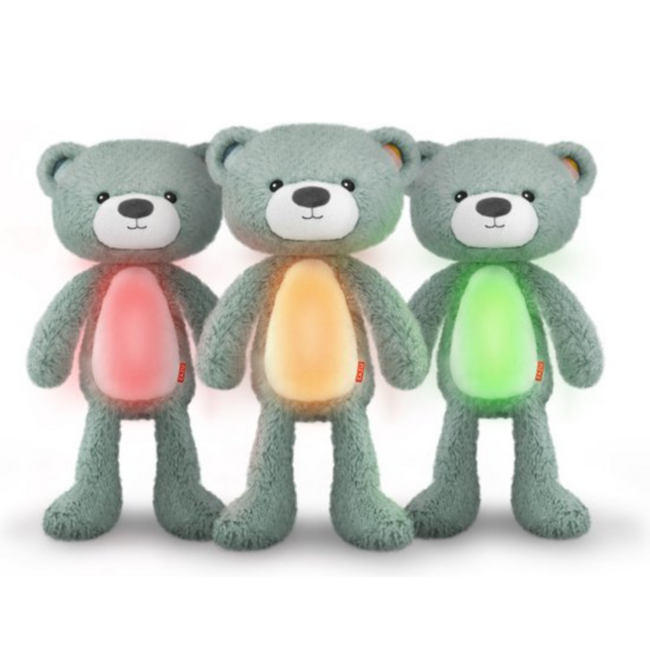 Sleep trainer Brody bear in blue helps children sleep peacefully and develop a healthy sleep routine
