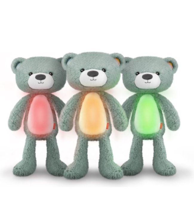 Slaaptrainer Brody beer in blauw helpt kinderen rustig te slapen en een gezond slaapritme te ontwikkelen