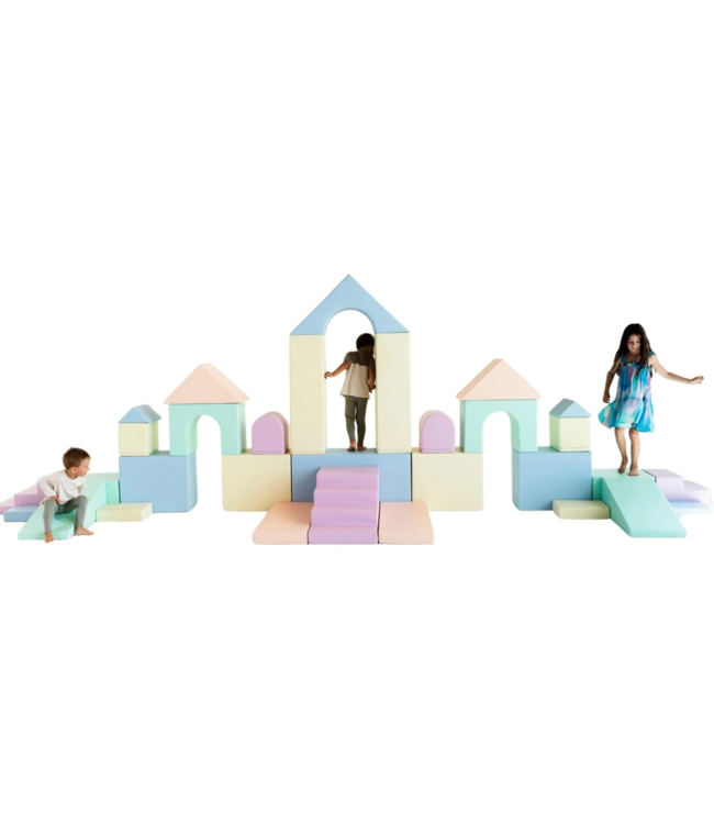 Foam blokken MEGA kasteel – creatief en veilig speelplezier in pastel kleuren