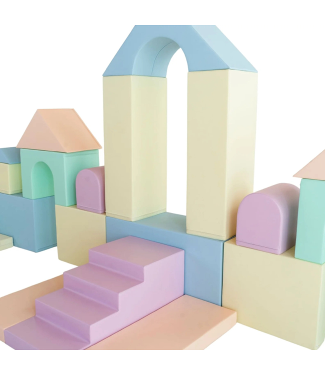 Foam blokken MEGA kasteel – creatief en veilig speelplezier in pastel kleuren