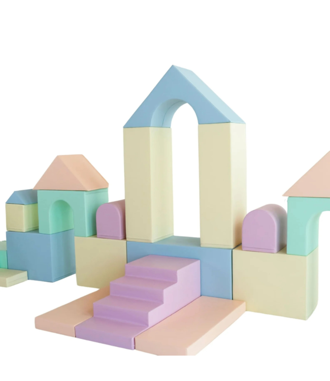 Foam blokken MEGA kasteel – creatief en veilig speelplezier in pastel kleuren