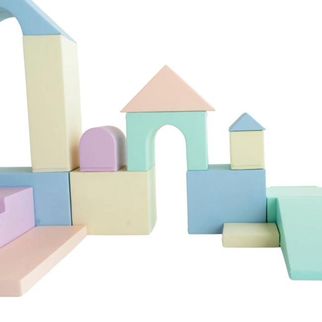 Foam blokken MEGA kasteel – creatief en veilig speelplezier in pastel kleuren