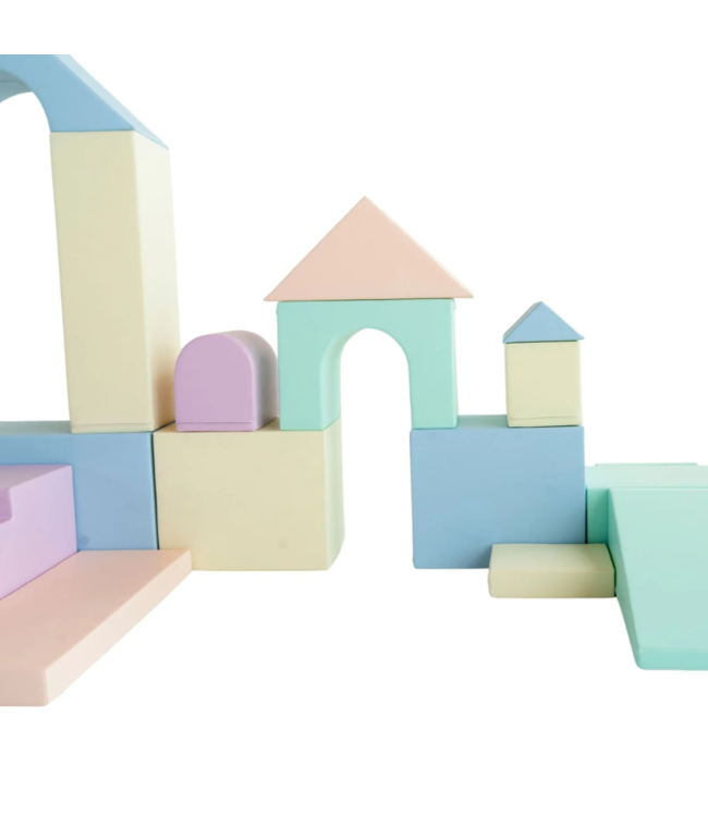 Foam blokken MEGA kasteel – creatief en veilig speelplezier in pastel kleuren