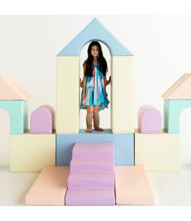 Foam blokken MEGA kasteel – creatief en veilig speelplezier in pastel kleuren