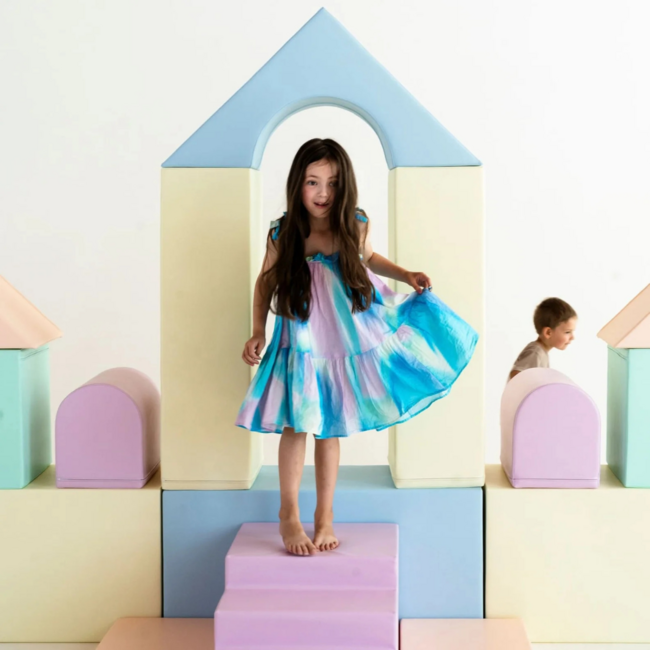 Blocs en mousse MEGA château – jeu créatif et sûr en couleurs pastel