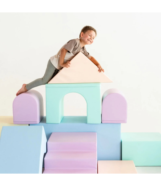 Foam blokken MEGA kasteel – creatief en veilig speelplezier in pastel kleuren