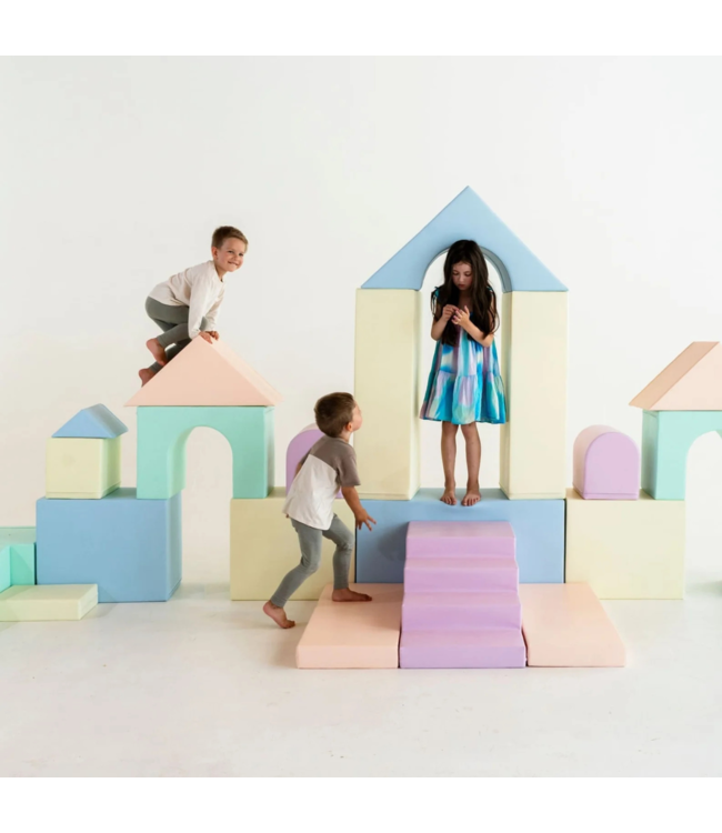 Foam blokken MEGA kasteel – creatief en veilig speelplezier in pastel kleuren