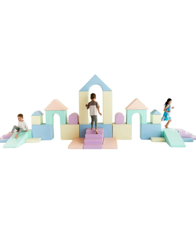 Foam blokken MEGA kasteel – creatief en veilig speelplezier in pastel kleuren
