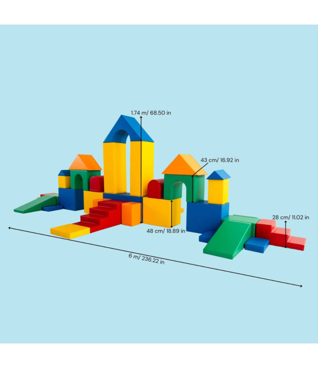 Foam blokken MEGA kasteel – creatief en veilig speelplezier in pastel kleuren