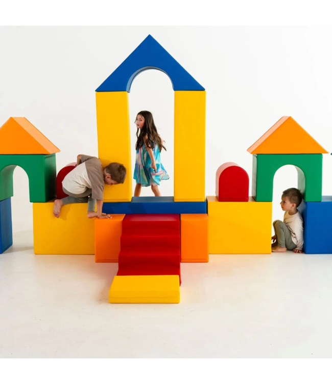 Foam blokken MEGA kasteel – creatief en veilig speelplezier in primaire kleuren