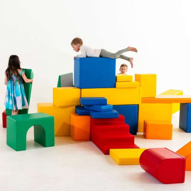 Blocs en mousse MEGA château – jeu créatif et sûr en couleurs primaires